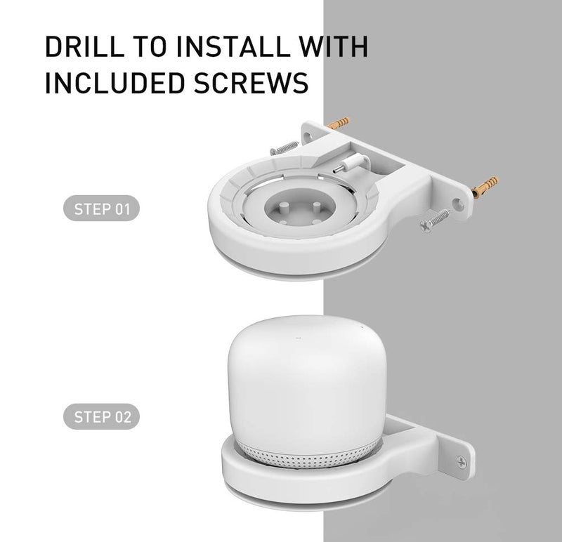Delidigi 2 Pack ABS Wall Mount Compatible with Nest WiFi Router- AC2200 Bracket Holder Shelf for Nest WiFi Point [Built-in Cable Management](2 Pack, White) - Image 4